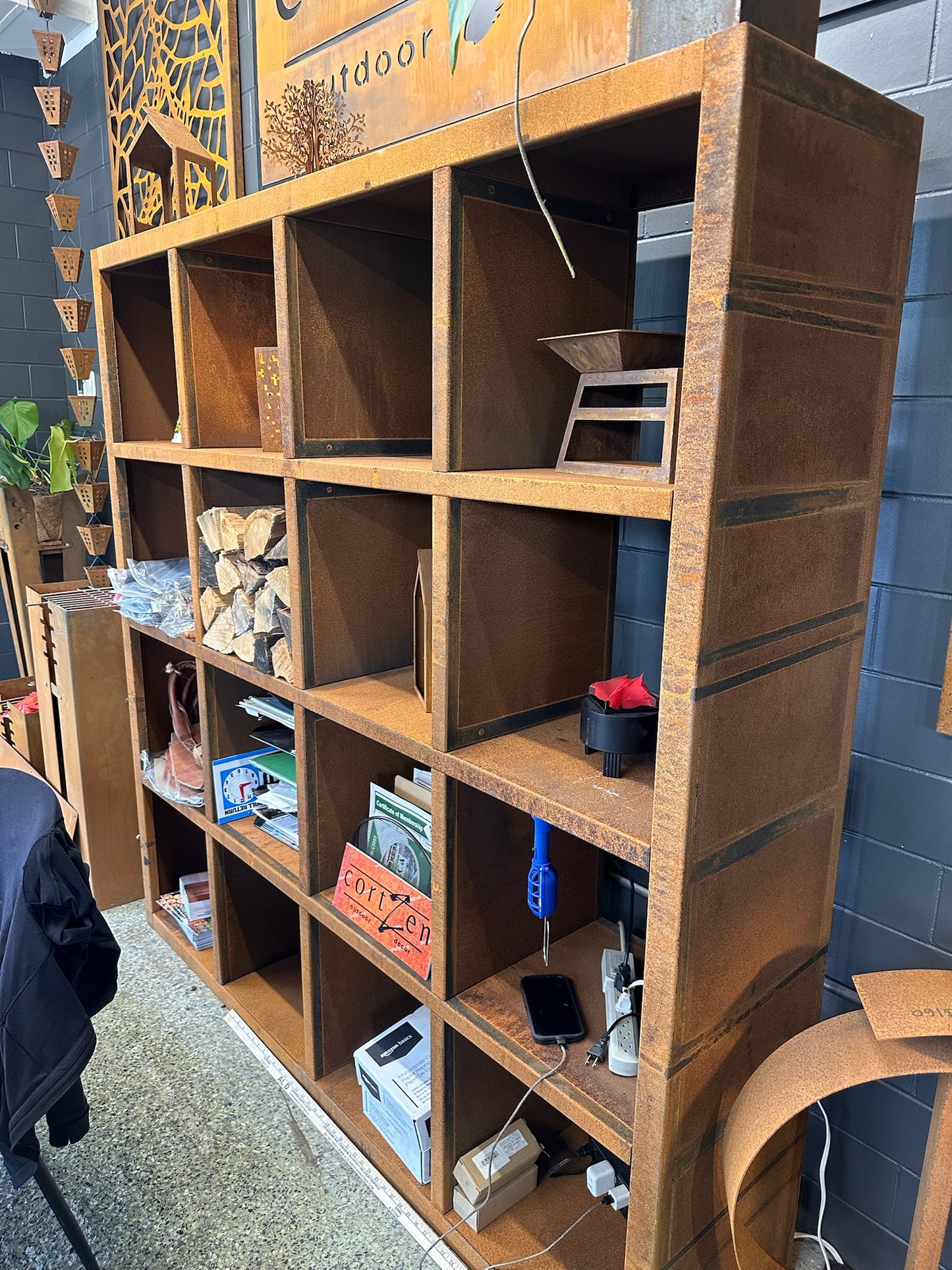 Cubed Wood Storage Wall