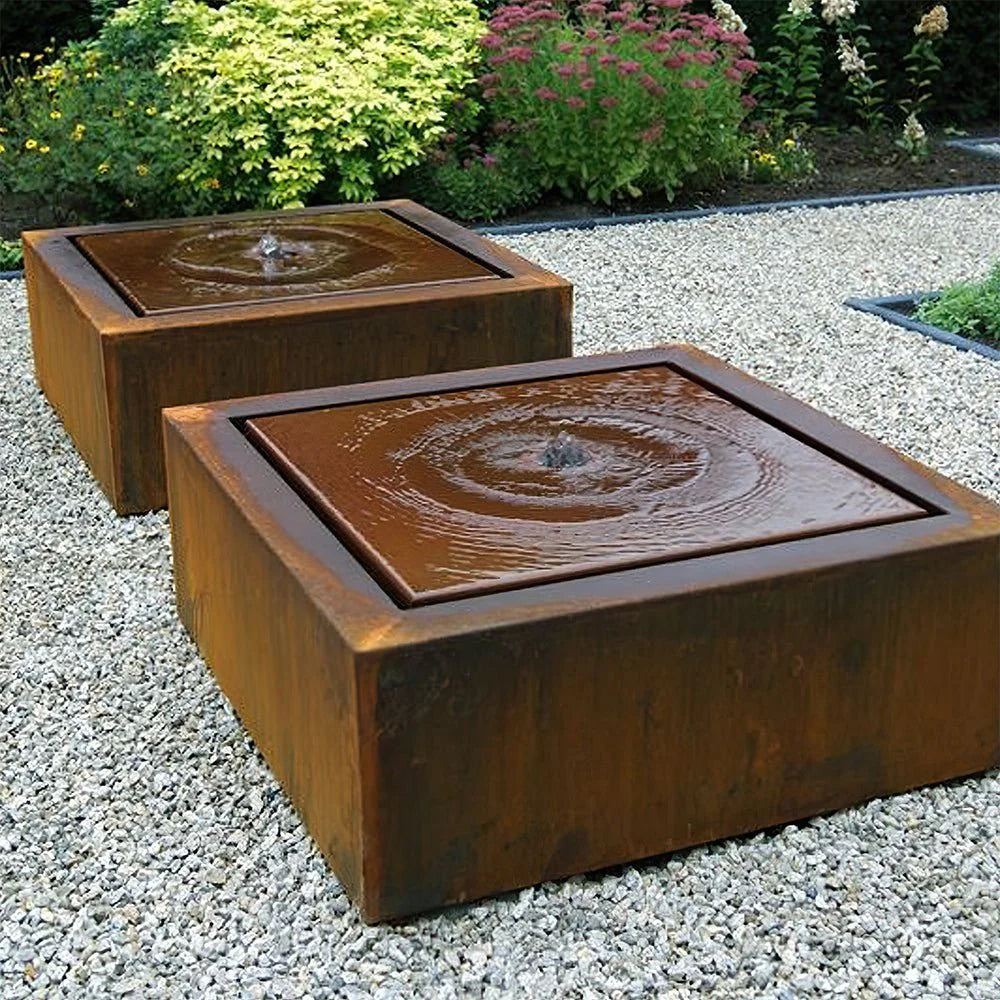 Square Water Fall Fountain Corten steel