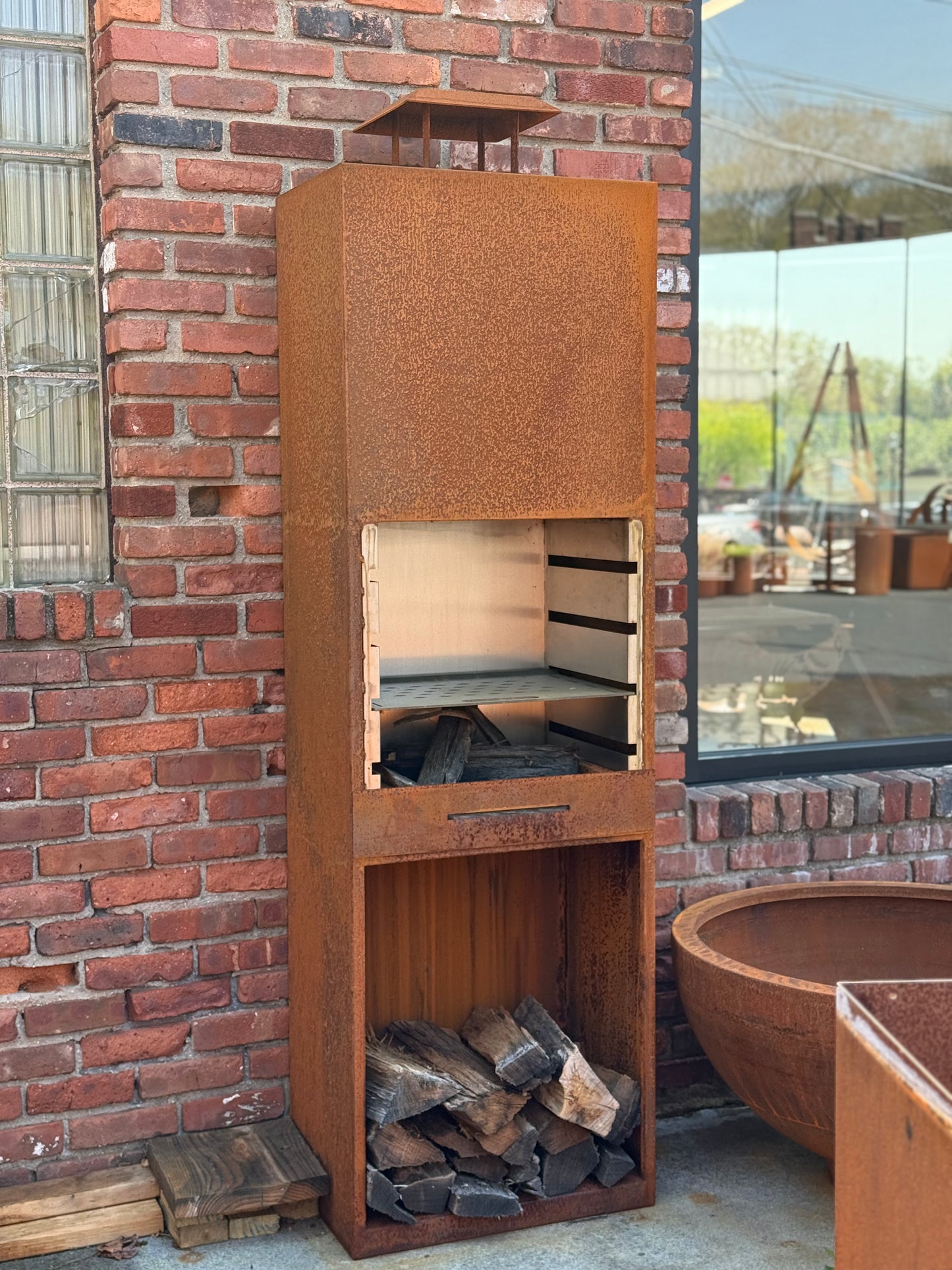 Tall Corten Grilling Station
