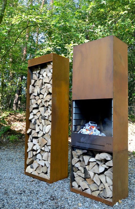 Tall Corten Grilling Station