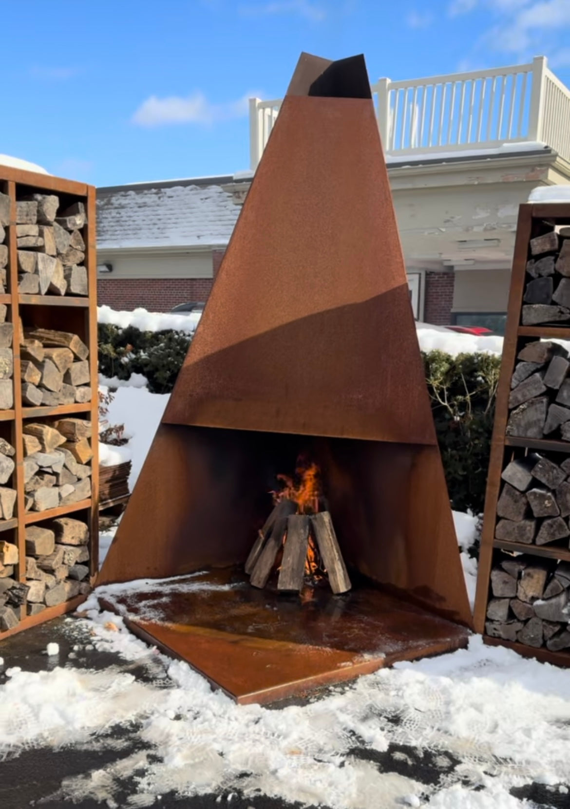 Asymmetrical Corner Fireplace