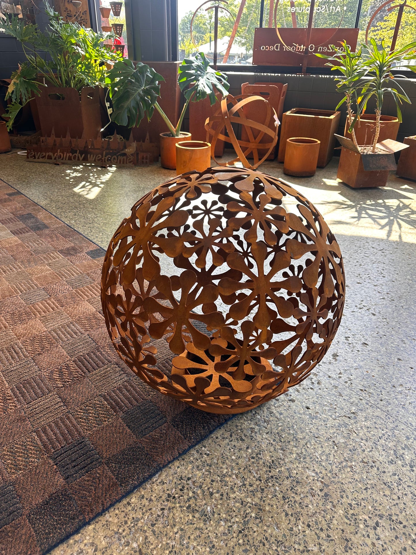 Corten Steel Lawn Ball Art Sculpture