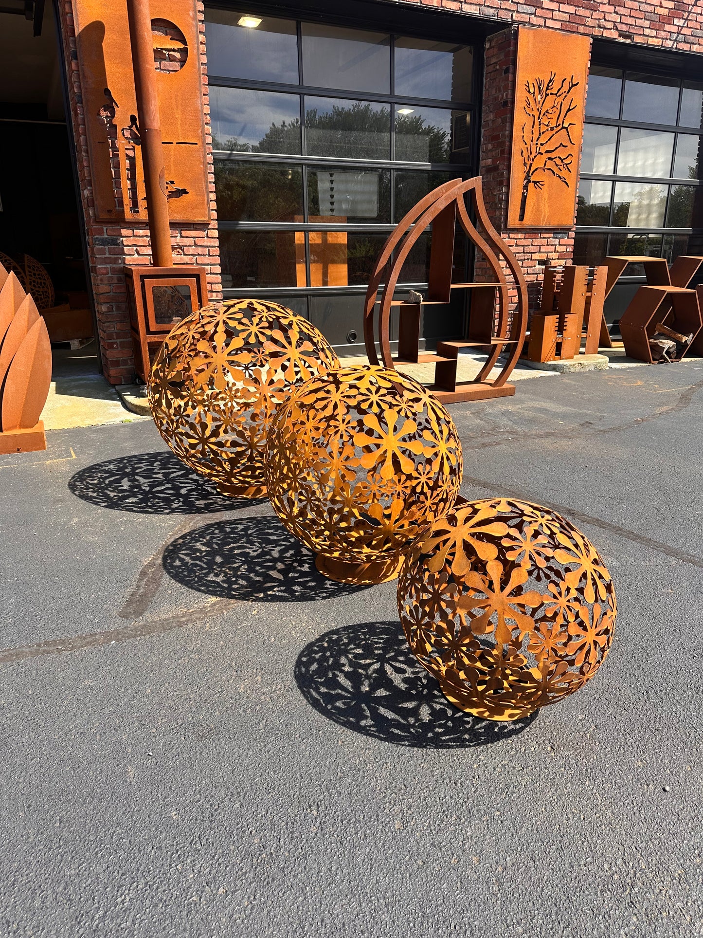 Corten Steel Lawn Ball Art Sculpture