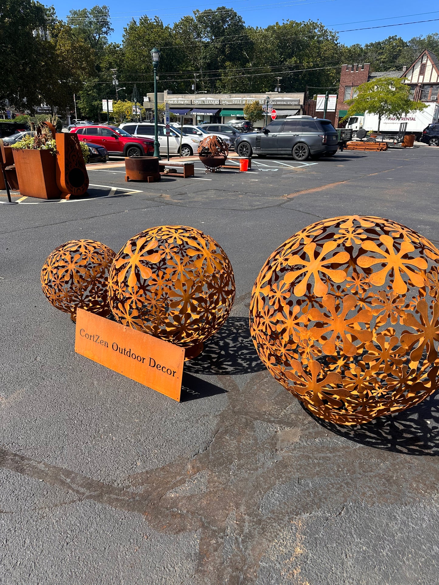 Corten Steel Lawn Ball Art Sculpture