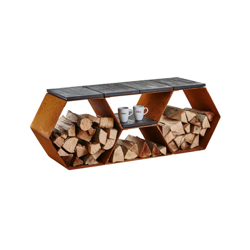 Modular Timber Storage Hexagon Modular Wood Storage – CortZen Outdoor Decor