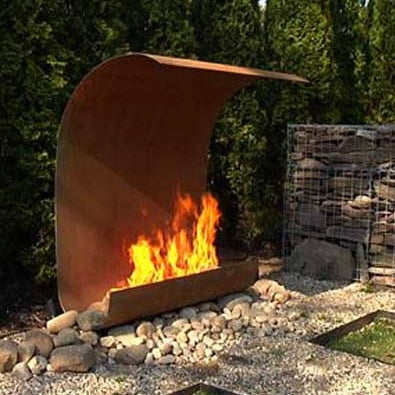 Curved Arc Corten Fireplace