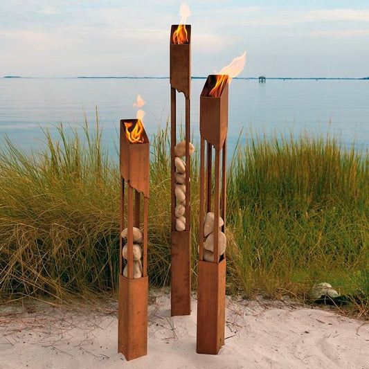 Corten Flame Torches