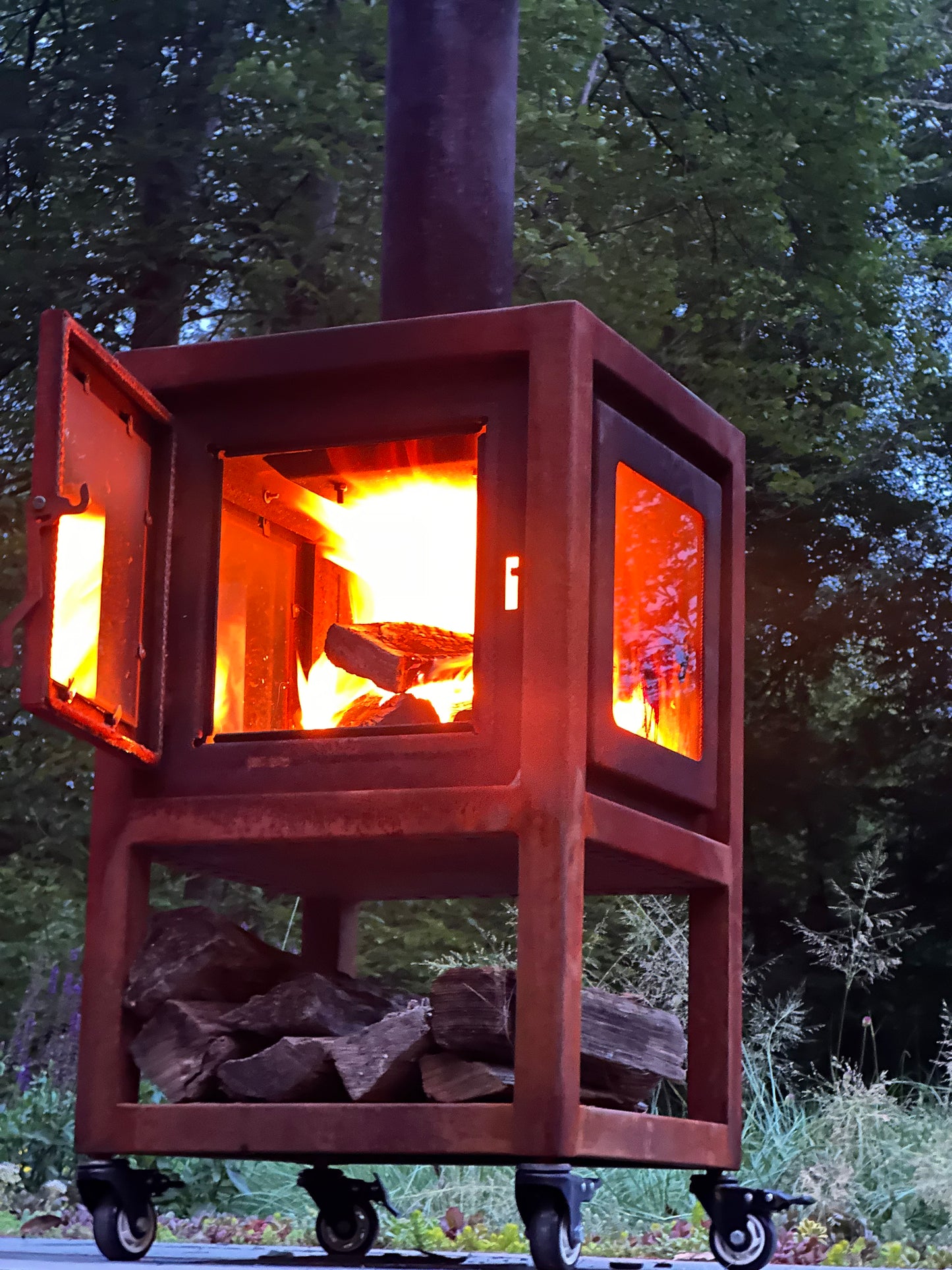 Glass Door Fireplace